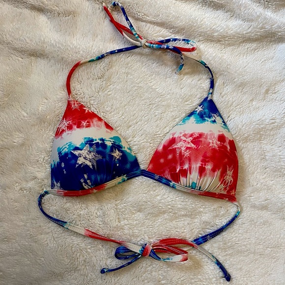 Swim American Flag Red Blue Bikini Top String Bikini Fourth Of July